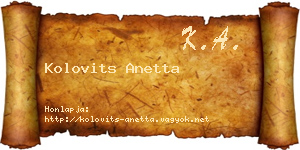 Kolovits Anetta névjegykártya